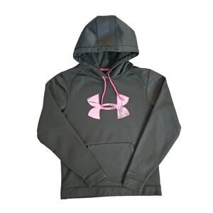 UNDER ARMOUR STORM Coldgear Hoodie Women’s Green Pink Camo Logo Size Medium